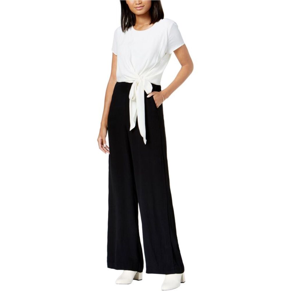 maison Jules Womens Colorblocked Tie-Front Jumpsuit, NWT